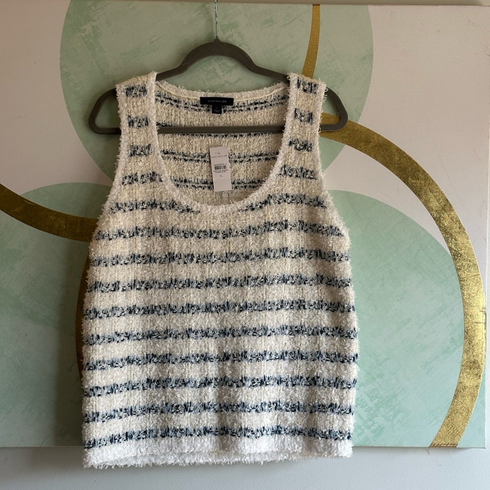 Ann Taylor Fuzzy Striped Sleeveless Top